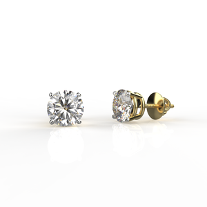 Avarta Sterling <b>Silver</b> 1 Carat Each Solitaire <b>Stud</b> <b>Earrings</b> With Gold Polish - Product Image 2