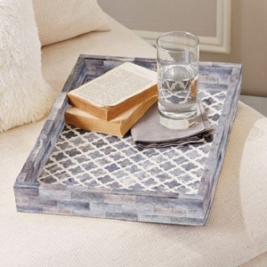 Plateau de service en incrustation d'os pur de qualité supérieure décor de Table à manger plateau de service décoratif pour la maison hôtel et Restaurant - Product Image 5