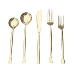 Ensemble de couverts de qualité supérieure de 5 pièces en acier inoxydable avec finition dorée Parfait pour les mariages élégants Ustensiles de cuisine et événements à manger - Product Image 1