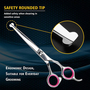 Ciseaux de toilettage pour animaux de compagnie en acier inoxydable avec bord émoussé finition miroir ciseaux de coupe de poils d'animaux avec vis réglable - Product Image 5