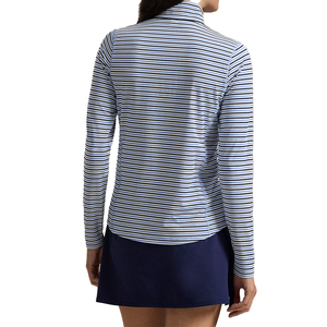 Haut de performance rayé premium pour femme, en jersey extensible léger, à col zippé, protection solaire UPF 50+, idéal printemps, été, automne - Product Image 2