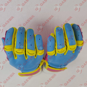 ถุงมือเบสบอลหนังวัวสายสั้นสีชมพูและสีน้ำเงินนีออนสีเหลืองนีออนงานตามสั่ง - Product Image 5