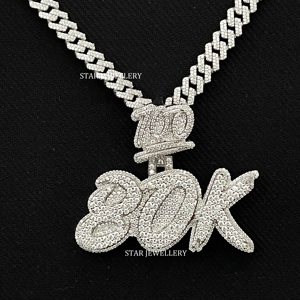 VVS Moissanite Letter Pendant, 925 Sterling Silver Iced Out VVS Moissanite Custom Pendant, Iced out VVS Moissanite Pendant - Product Image 1