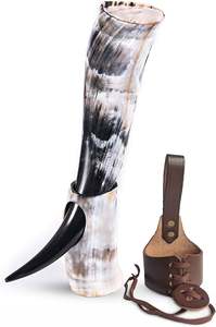 Corne à boire naturelle Viking de haute qualité avec support, en corne de buffle, sculptée à la main, pour cadeau d'affaires unique, accessoire pour boire de l'eau - Product Image 3