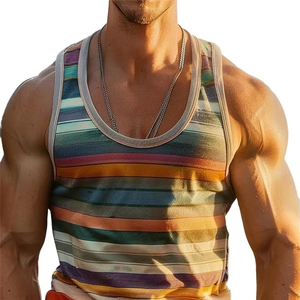 Camisetas sin mangas con gráfico de rayas Retro para hombre, chaleco informal sin mangas con estampado Digital, holgado, de secado rápido, transpirable, Anti-UV - Product Image 3