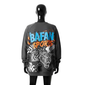 Sweat-shirt oversize pour femme en coton premium et polaire polyester 320 GSM, coupe confortable, gris foncé, imprimé graphique, logo respirant - Product Image 5