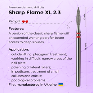 Professional Diamond Cuticle Drill Bit Sharp Flame XL 2.3mm Red Grit for <b>Nail</b> Salon - Product Image 3