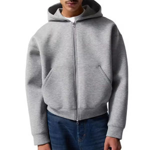 Sweat à capuche d'hiver personnalisé pour homme avec fermeture éclair sur le devant, matière respirante, design tendance, technique de teinture unie, sweat à capuche zippé pour homme - Product Image 1