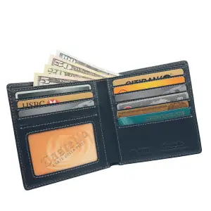 [Highly Recommended] Castello Genuine Cowhide Soft Leather RFID Men's Hipster Wallet Black New Design New Arrival 2024