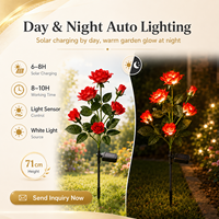 Lampe solaire décorative d'extérieur à 5 têtes en forme de rose, IP65, plusieurs couleurs, pour jardin, vente en gros