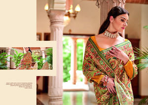 Exquis Gruham pur Banarasi Zari soie Warli imprimé Saree traditionnel fabriqué à la main indien Saree pour les mariages - Product Image 2