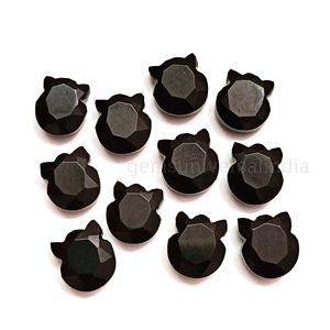 Cuentas de gato de piedras preciosas sueltas talladas a mano de ónix negro Natural, 12mm, venta al por mayor, cuentas talladas de gato gatito para fabricación de joyas a granel - Product Image 1
