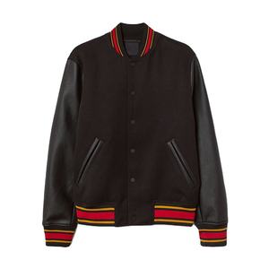 Vestes universitaires noires de luxe personnalisées Veste pour hommes Veste universitaire Letterman à manches en cuir pour hommes - Product Image 1