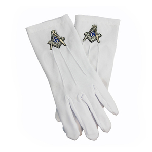 Gants maçonniques Regalia Gant de cérémonie en coton blanc brodé à la main pour francs-maçons - Product Image 2