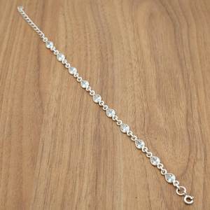 สร้อยข้อมือเงินแท้925ปรับได้พร้อม CZ และพลอยบางครบรอบแต่งงานเครื่องประดับสมบูรณ์แบบของขวัญของเธอ - Product Image 2