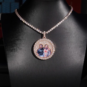 1.75Inch Width 925 Silver White Gold Iced Out VVS Moissanite Diamond <strong>Photo</strong> Memory <strong>Pendant</strong> - Product Image 5