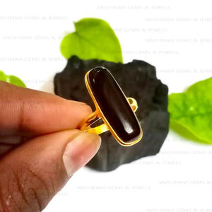 Diseño clásico Ónix negro 8x25mm Forma de cojín Plata de Ley 925 Eternity Vermeil 18K Chapado en oro Anillo de mujer Joyería fina - Product Image 2