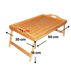 Plateau de service pliable en bambou écologique de haute qualité 30x50cm, compatible micro-ondes - Product Image 2