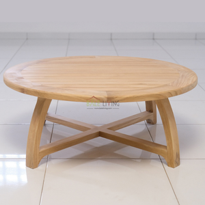 Gran oferta de mesa de centro redonda para patio o uso interior hecha de madera maciza de buena calidad y ecológica - Product Image 1