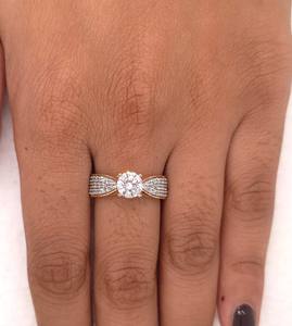 Bague en or jaune/rose massif 14 carats pour femmes, bague de fiançailles en diamant de laboratoire de luxe de 1 carat, taille ronde, cadeau de mariage - Product Image 2