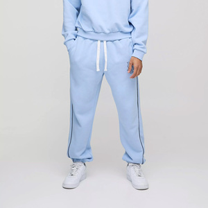 Vente en gros Logo personnalisé bleu clair surdimensionné Boxy BM passepoil sweat-shirt ensemble de jogging à capuche tendance pour hommes pour l'hiver imprimé Technics - Product Image 6
