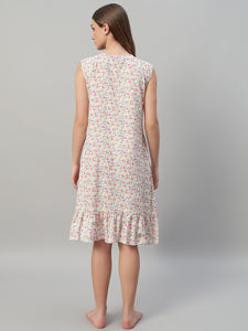 Camisón de Encaje 100% Algodón para Mujer, Largo Completo, Manga Larga, Tela Transpirable, Cuello con Estampado Floral, Elegante, Primavera Otoño - Product Image 6