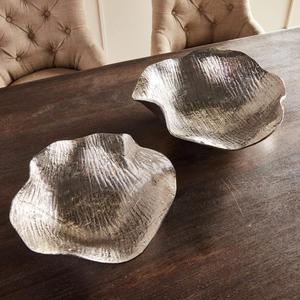 Juego de 2 cuencos de hojas plateadas para decoración del hogar, cuencos decorativos elegantes para servir galletas de frutas, cuenco de hojas hecho a mano para restaurantes - Product Image 5