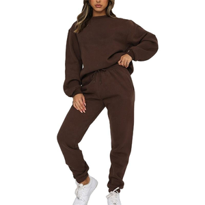Custom Women Sweatshirts Crew Neck Hoodie and Sweat Pants Set Causal Oversized Two Piece Set Women Winter Joggers - Product Image 5