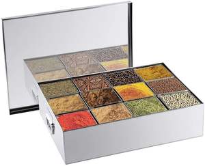 Caja de especias elegante de metal plateado, armario de cocina, polvo de almacenamiento, especias y hierbas para el hogar y el restaurante, accesorios de cocina 2023 - Product Image 4