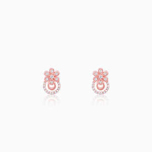 Boucles d'oreilles en or rose avec arc floral - Product Image 3
