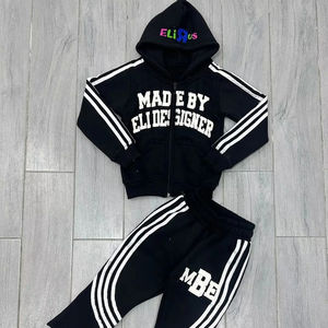 Ensembles de sweats à capuche de haute qualité personnalisés, lavage à l'acide, épais, délavé, broderie de patch, survêtement streetwear, ensembles 2 pièces, sweats à capuche pour hommes - Product Image 1