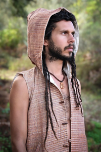 Chaleco con capucha Khadi de algodón 100% para hombre, ropa Bohemia Hippie terrosa, patrón sólido, chaleco Hippie informal con capucha - Product Image 2