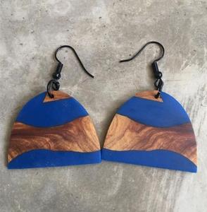 New Arrival Boho Striped Wooden & <b>Resin</b> Dangle <b>Earrings</b> White <b>Resin</b> natural Wood Stripe Lightweight Drop <b>Earrings</b> At Best Price - Product Image 6