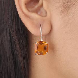 Handmade Citrine Stud Earrings Gold Plated Sterling Silver Cute Design November Birthstone Jewelry Gift for Women Anniversary - Product Image 5