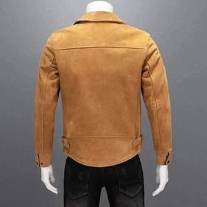 Veste habillée en cuir pour homme avec logo à col montant sur le devant - Product Image 3