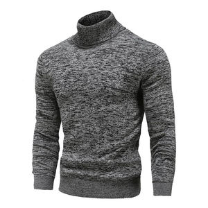 Suéteres de cuello alto para hombre de otoño invierno 100% algodón Slim Fit Casual Color sólido nuevas prendas de punto con técnicas teñidas lisas" - Product Image 2