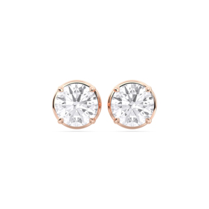 2,00 CT F/VS Round Cut Lab Grown Diamond Four Prong Set Stud Earring Hecho en oro sólido para unisex - Product Image 4