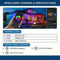 Tira de Luz LED RGBW IC DC36V, Sistema de Iluminación Arquitectónica para Exteriores IP67, 100LM/W