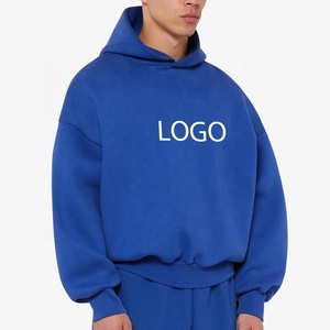 Sweat à capuche en coton éponge français personnalisé surdimensionné pour hommes 400-500Gsm poids lourd Baggy recadrée Essentials-Boxy Hoodie Fabricant - Product Image 4