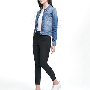 Vente confortable en ligne Veste en jean au meilleur prix Veste en jean pour femme Veste en jean teinte unie pour femme - Product Image 4