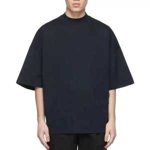 T-shirt oversize à col rond en coton épais pour hommes 2025 côtes de haute qualité Logo personnalisé Design motif solide Épaule tombante 100% coton - Product Image 1