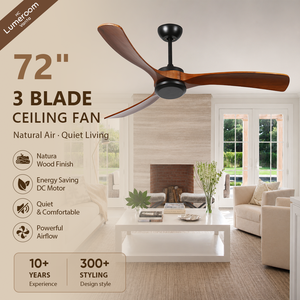72 Inch 3 Blade <b>Ceiling</b> <b>Fan</b> with <b>Remote</b> <b>Control</b>, Solid Wood <b>Ceiling</b> <b>Fan</b>, DC Motor <b>Ceiling</b> <b>Fan</b> for Garage Hotel - Product Image 1