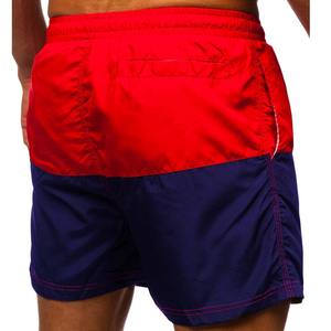 กางเกงว่ายน้ำผู้ชายกางเกงขาสั้นสีแดงน้ำเงินบล็อก - Product Image 3