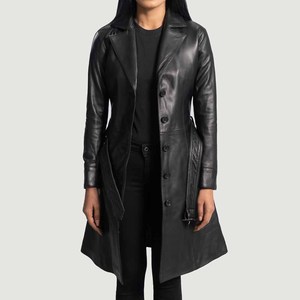 Abrigos Elegantes para Mujer, de Cuero Genuino, Hechos a Medida, Largos, de Poliéster, Resistentes a la Intemperie, Transpirables para Exteriores - Product Image 2