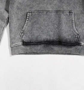 Custom Acid Washed Premium Quality Oversized 100% Cotton Zippers Pullover Sweatshirt Terry Thickened <b>Plain</b> Oversized Mens <b>Hoodie</b> - Product Image 4