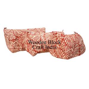 Vintage Hand block Print Affordable High Quality Quilted Makeup Pouch Set Handcrafted & Trendy pouch set with zipper closure - Product Image 3