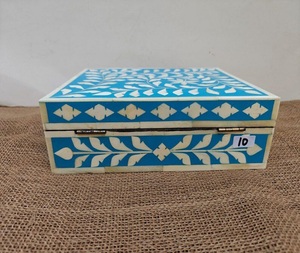 Caja de Joyería y Pañuelos de Madera Artesanal de Alta Calidad con Incrustaciones de Hueso Natural para Collares, Pulseras, Anillos, Colgantes y Pendientes de la India - Product Image 3