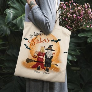 Personalized Halloween Always Sisters Canvas <b>Bag</b> Fashionable and Vintage Reusable Polyester Lining for Winter and <b>Summer</b> - Product Image 5
