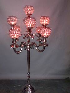 Bougeoir votif en cristal fait à la main en métal doré, candélabre de table en aluminium de mariage personnalisable, pièce maîtresse élégante - Product Image 3