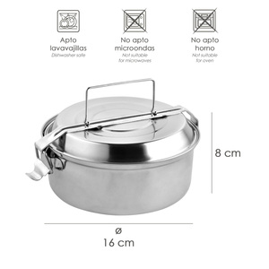 Stainless Steel Lunch Box with 2 Plates (16 cm). - Product Image 2